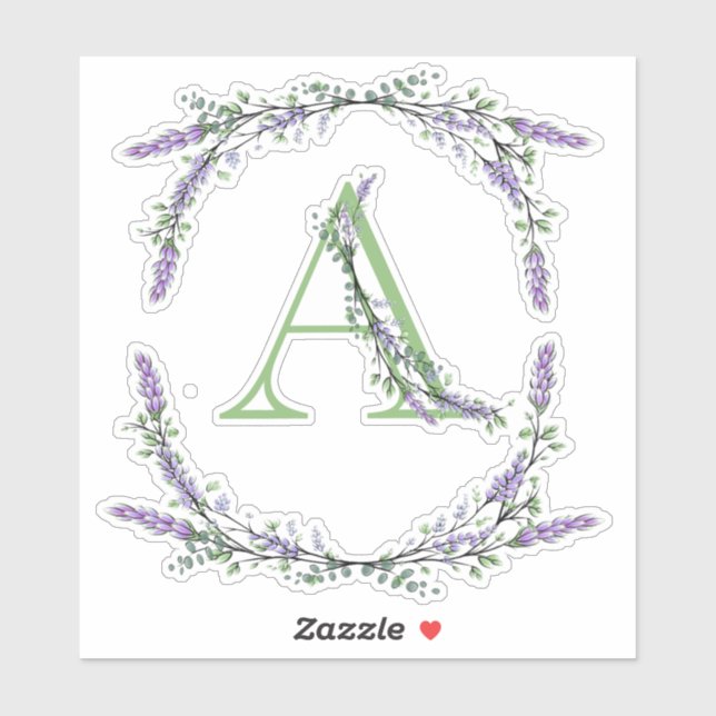 Sticker L'alphabet Monogramme "A" Lavender Eucalyptus (Feuille)
