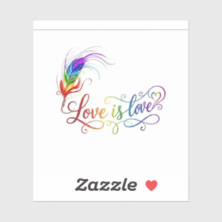 Sticker L'amour est l'amour Arc-en-ciel Plume Vinyle Genre
