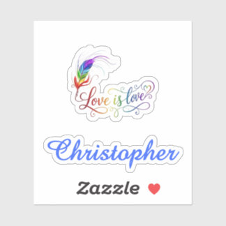 Sticker L'amour est l'amour Plume Arc-en-ciel Garçon Vinyl