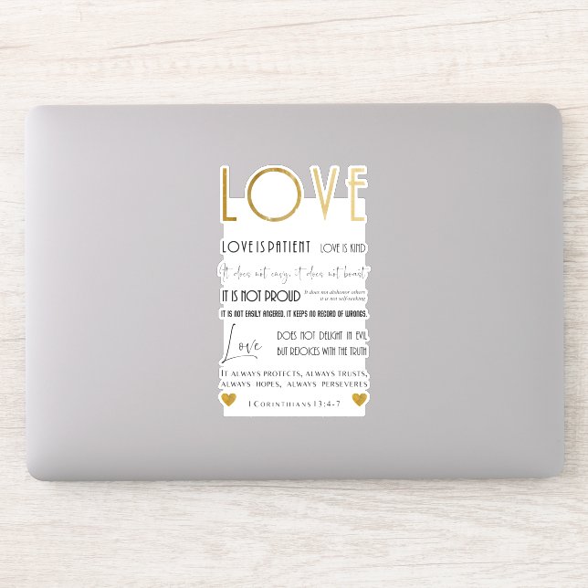 Sticker L'amour est patient Citation biblique faux or Typo (Ordinateur)