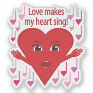 Sticker "L'amour fait chanter mon coeur !" Coeur chanteur