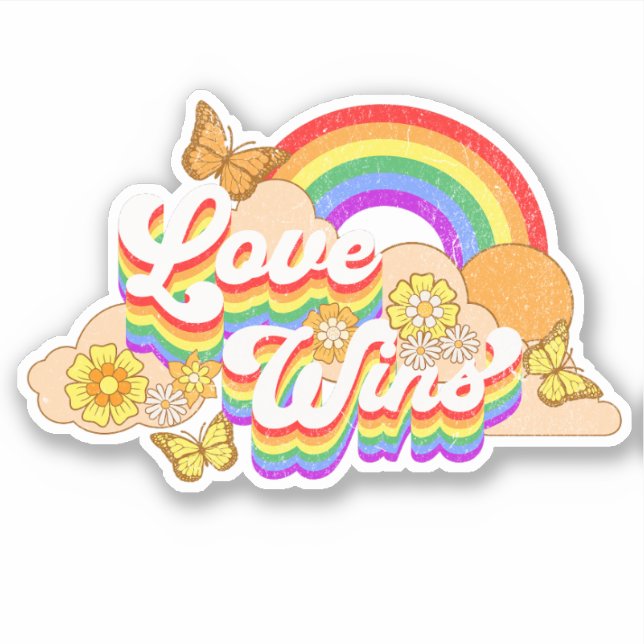 Sticker L'amour gagne la conception du texte (Devant)
