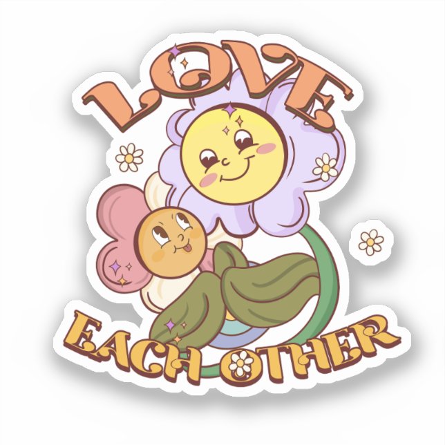 Sticker L'Amour L'Un L'Autre | Design floral lunaire (Recto)