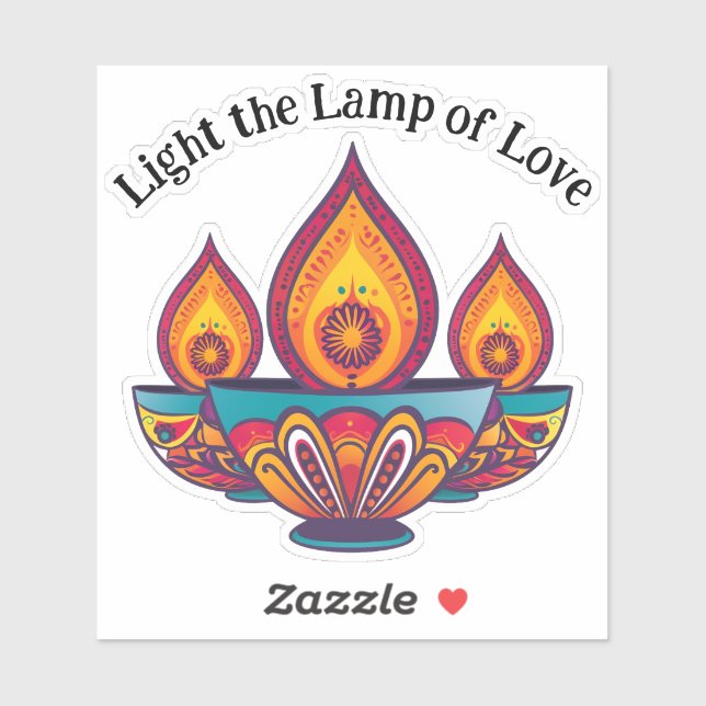 Sticker Lampe Diya : Lampe de l'amour (Feuille)