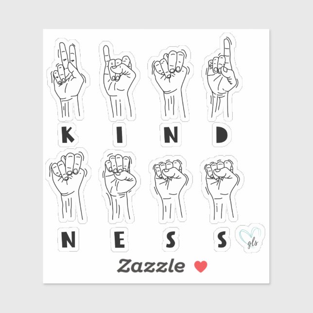 Sticker Langue des signes main de bonté ASL © GraphicLoveS (Feuille)