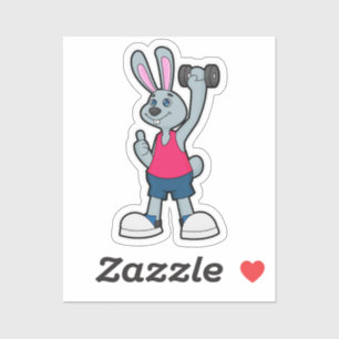 Sticker Lapin à la gym avec haltère
