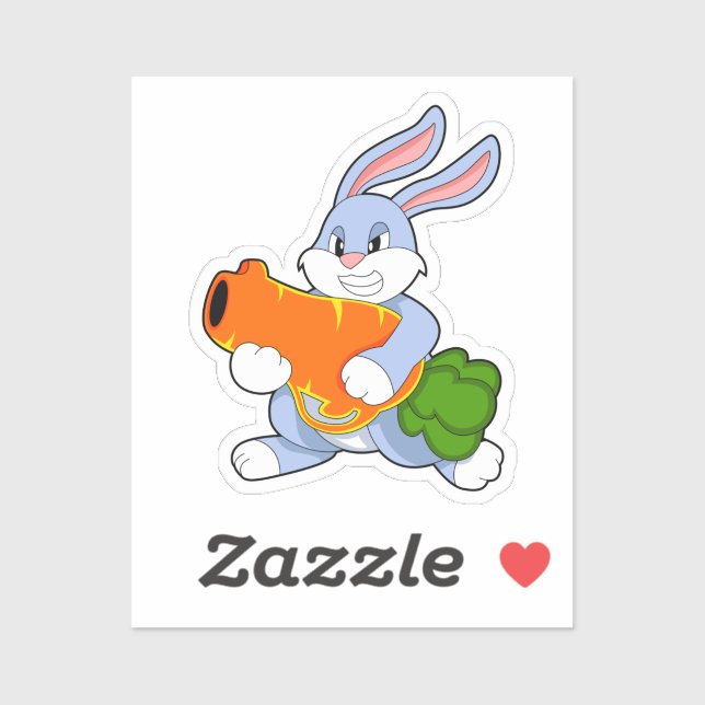 Sticker Lapin avec carotte (Feuille)