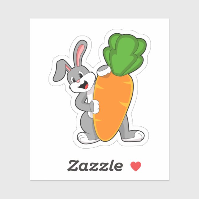 Sticker Lapin avec carotte (Feuille)