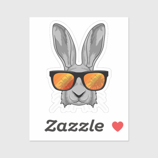 Sticker Lapin avec lunettes de soleil (Feuille)