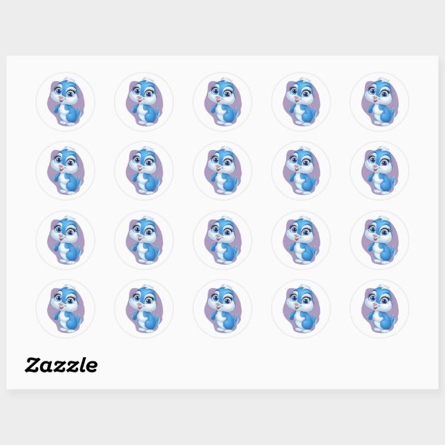 Sticker lapin bleu adorable - Joli lapin de dessin (Feuille)