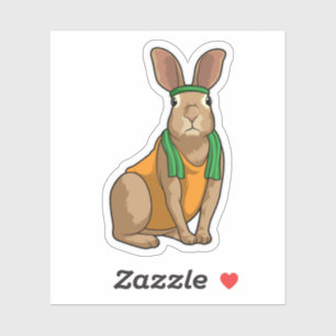 Sticker Lapin comme coureur avec serviette