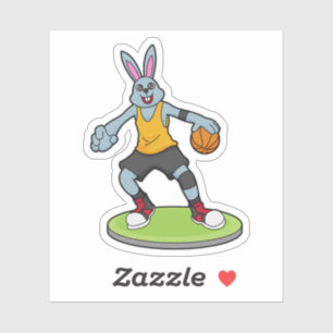 Sticker Lapin comme joueur de basket-ball avec basket-ball