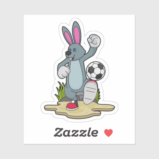 Sticker Lapin comme joueur de football avec Soccer (Feuille)