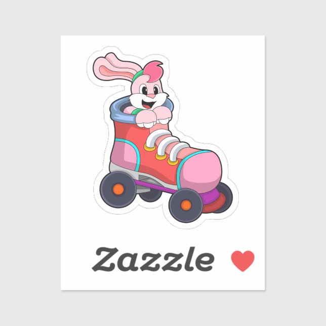 Sticker Lapin comme Patineur Inline avec Patins Inline (Feuille)