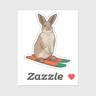 Sticker Lapin comme skieur avec ski