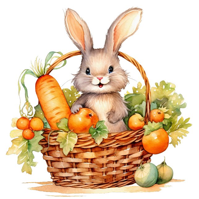 Sticker Lapin dans une corbeille de légumes (Créateur téléchargé)