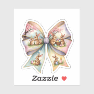 Sticker Lapin de coton floral Coquette Lapin de fond Rabbi