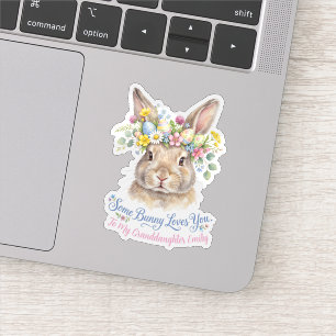 Sticker Lapin de Pâques à l'aquarelle Couronne de Fleurs P