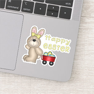 Sticker Lapin de Pâques avec petit Contour Rouge Wagon