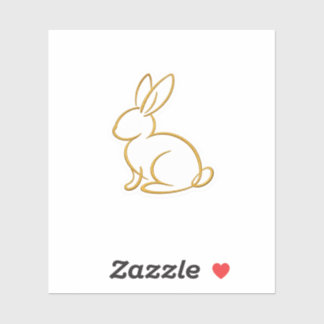 Sticker Lapin de Pâques minimaliste en fil d'or