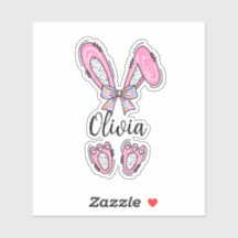 Sticker lapin de Pâques pour fille personnalisée