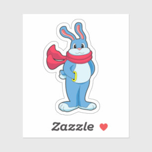 Sticker Lapin en hiver avec Écharpe