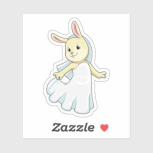 Sticker Lapin en mariée avec voile