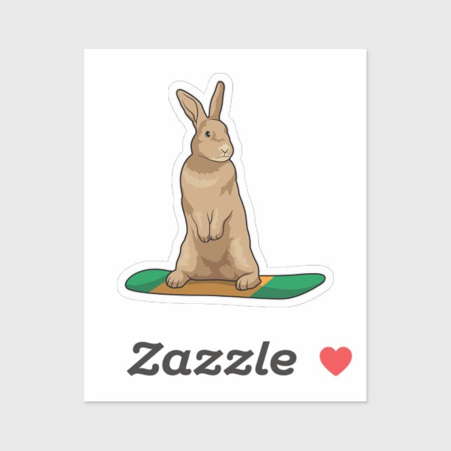Sticker Lapin en Snowboard avec Snowboard (Feuille)