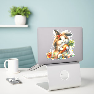 Sticker Lapin et carotte haïes de Pâques