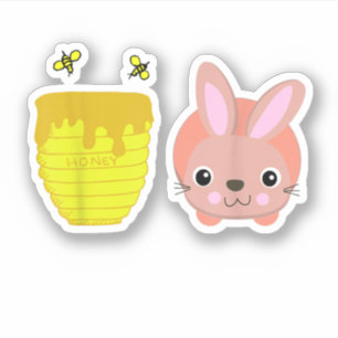 Sticker Lapin Miel Douce & Drôle Amoureux des Animaux