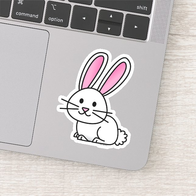 Sticker Lapin porte-bonheur blanc velouté longue oreilles (Détail)