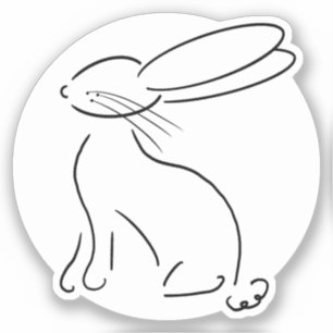 Sticker lapin simple bunny outline noir moderne simple