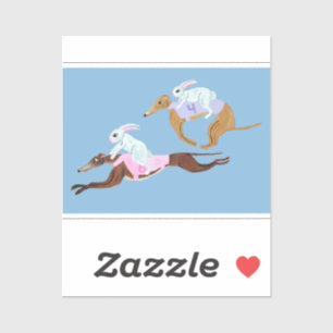 Sticker Lapins chevauchant des Greyhounds
