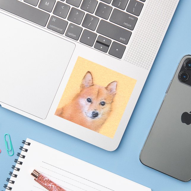 Sticker Lapphund finlandais, Finlandais, Lapphund, Lapinko (Ordinateur portable avec iPhone)