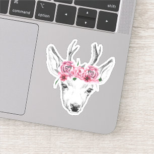Sticker L'aquarelle fleurit des cerfs communs