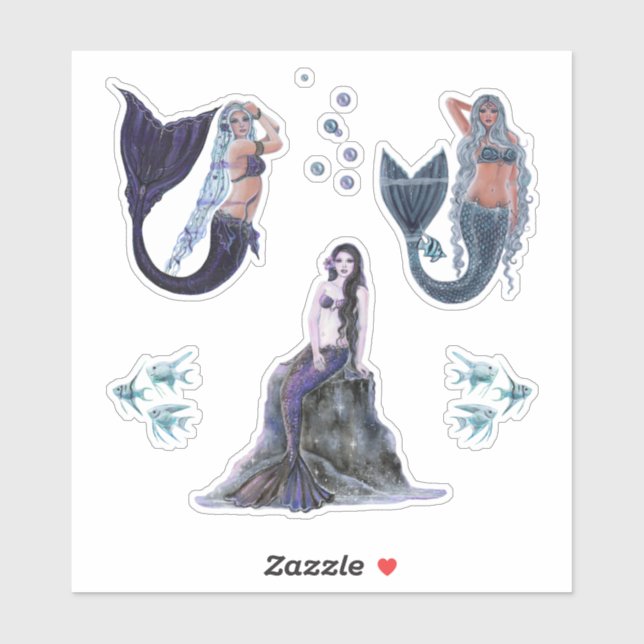 Sticker L'art de la sirène noire par Renee Lavoie (Feuille)