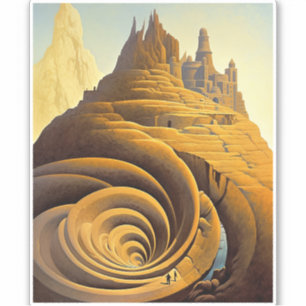 Sticker L'art Imaginaire de Surreal Mountain City