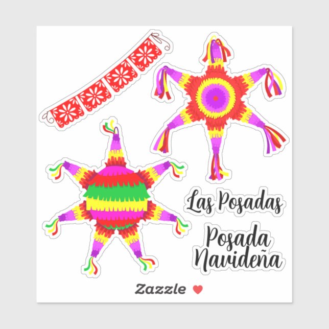 Sticker Las Posadas Piñatas with Posada Navideña (Feuille)