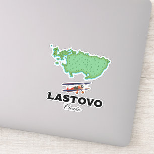Sticker Lastovo Croatia carte carte poster de voyage.