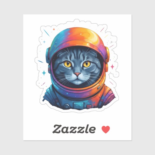 Sticker L'astronaute Cat Space Amusant Amoureux des chats (Feuille)