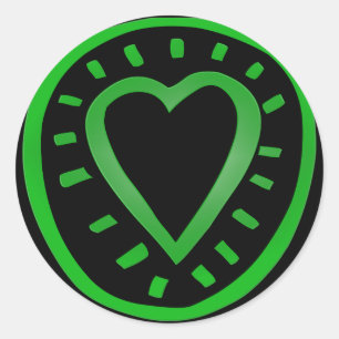 Sticker latéral vert et noir Heart Round
