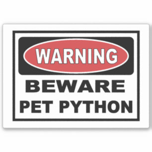 Sticker L'avertissement prennent garde du python d'animal