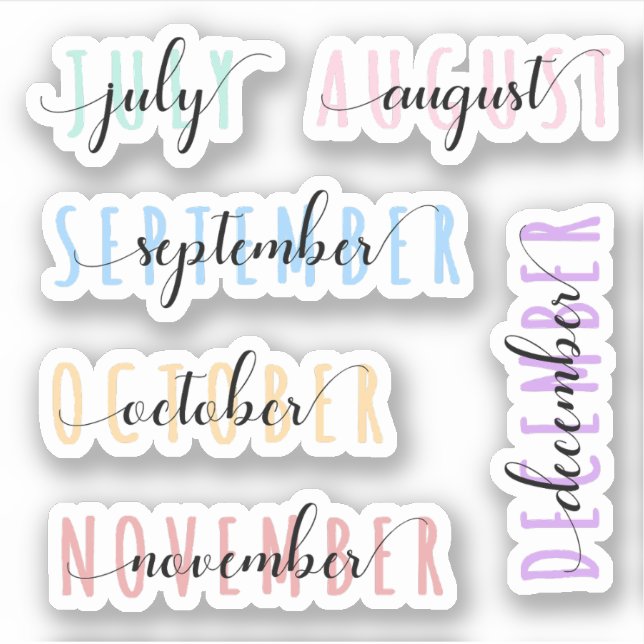 Sticker Layered Month Name Headers 2nd Half (July to Dec) (Devant)