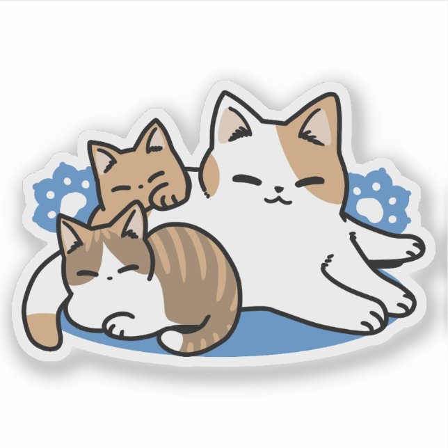 Sticker Laze Furr Days - Cute Lazy Cats Design (Devant)