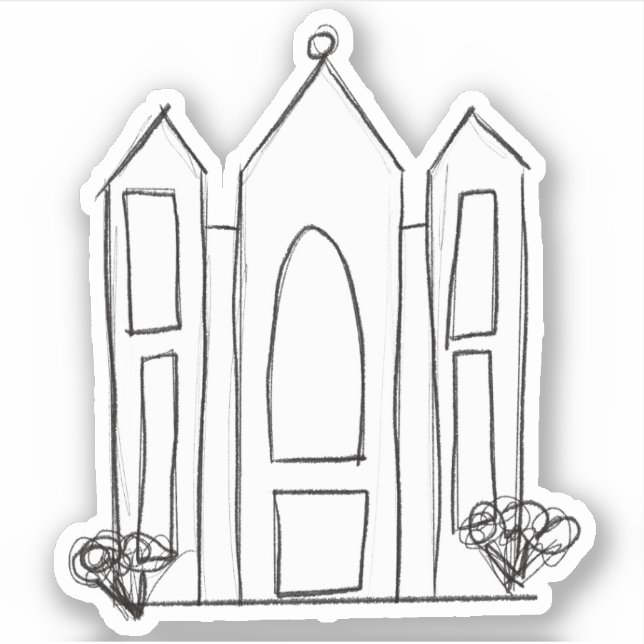 Sticker LDS Salt Lake City Temple croquis enfants mormon (Devant)