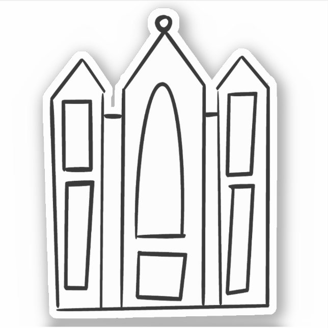 Sticker LDS Salt Lake Utah Temple contour simple mormon (Devant)