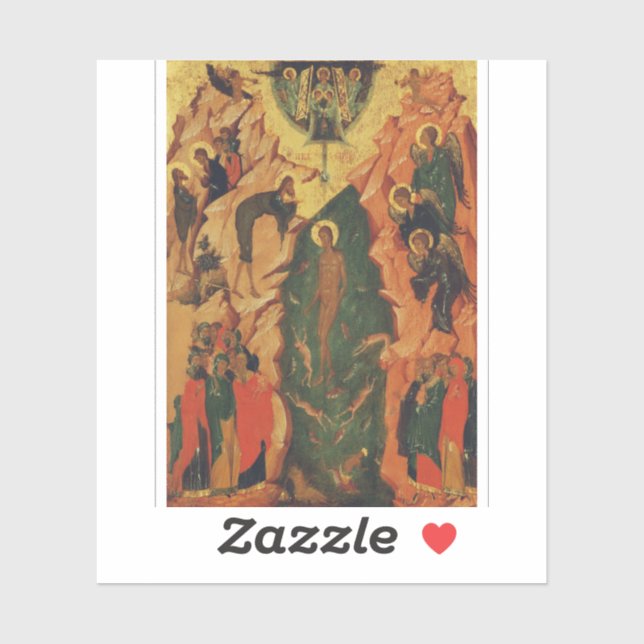 Sticker Le baptême de Jésus-Christ icône byzantine (Feuille)