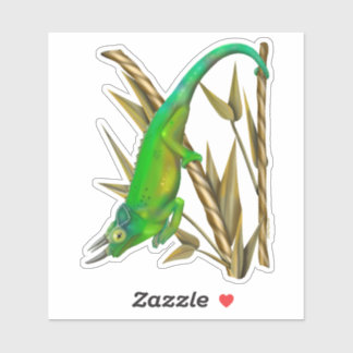Sticker Le caméléon de Jackson traînant dans le bambou