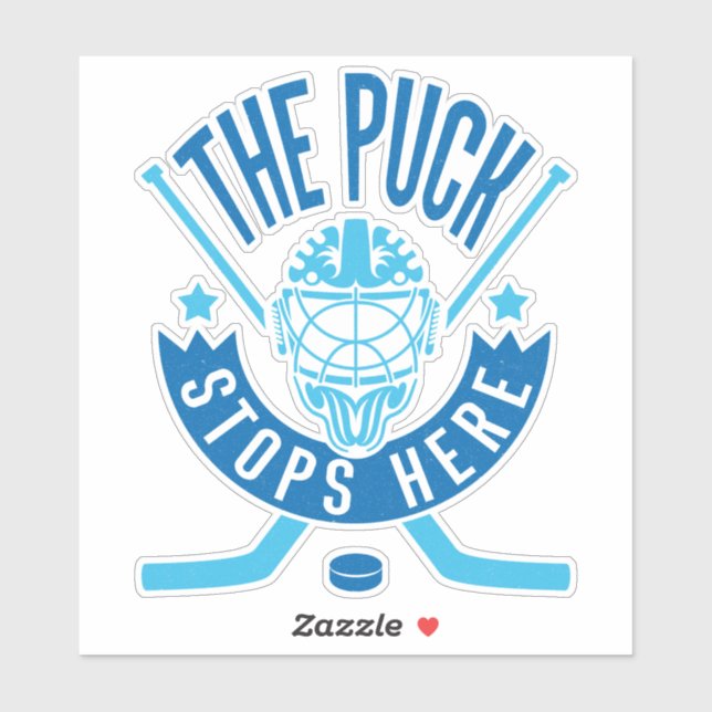 Sticker Le Canard Arrête Ici Le Goalie De Hockey (Feuille)