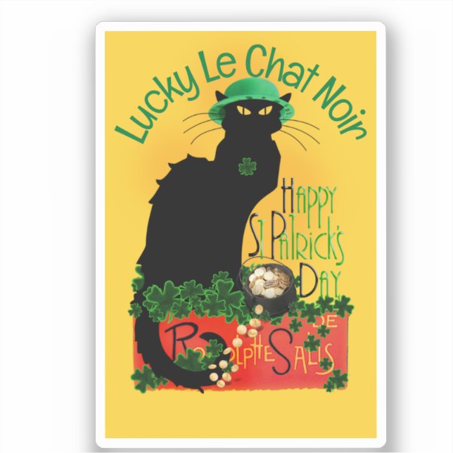 Sticker Le Chat Noir Clover St. Patrick's Day (Recto)